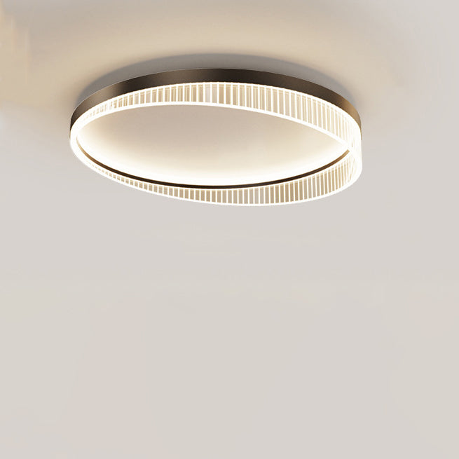 Modern Minimalist Round Iron Frame Acrylic Shade LED Flush Mount Ceiling Light For Bedroom