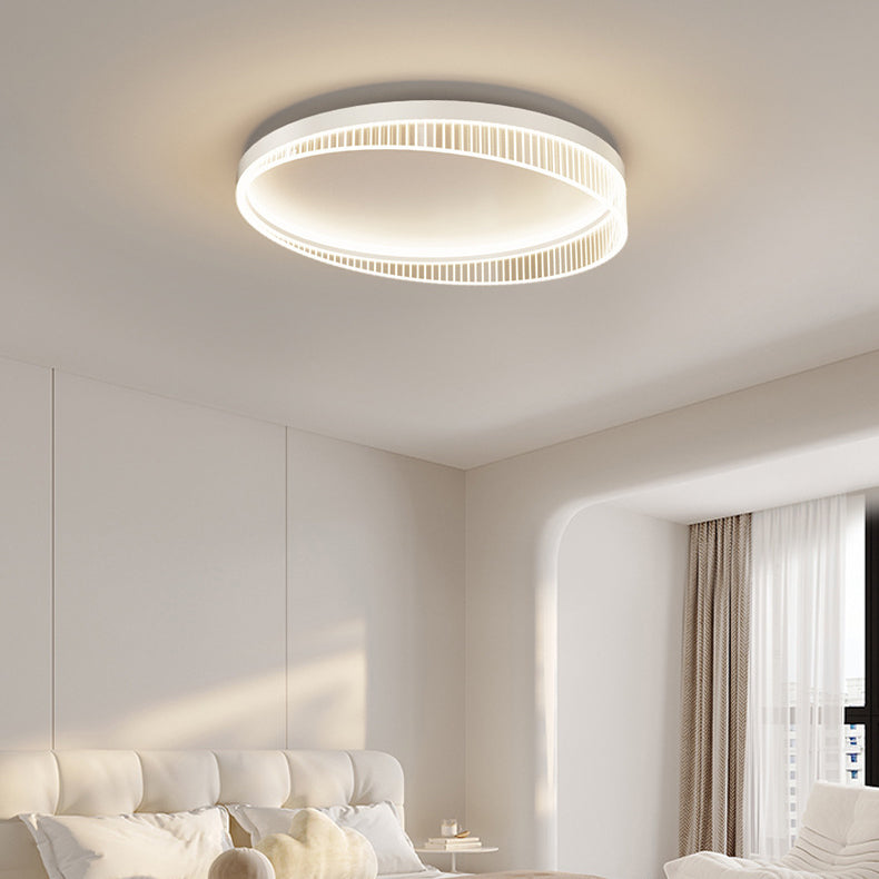 Modern Minimalist Round Iron Frame Acrylic Shade LED Flush Mount Ceiling Light For Bedroom