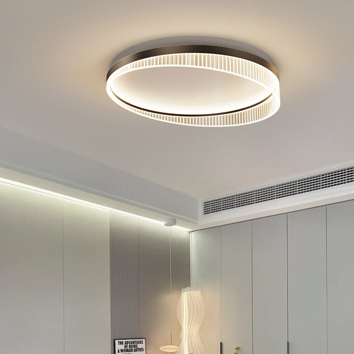 Modern Minimalist Round Iron Frame Acrylic Shade LED Flush Mount Ceiling Light For Bedroom