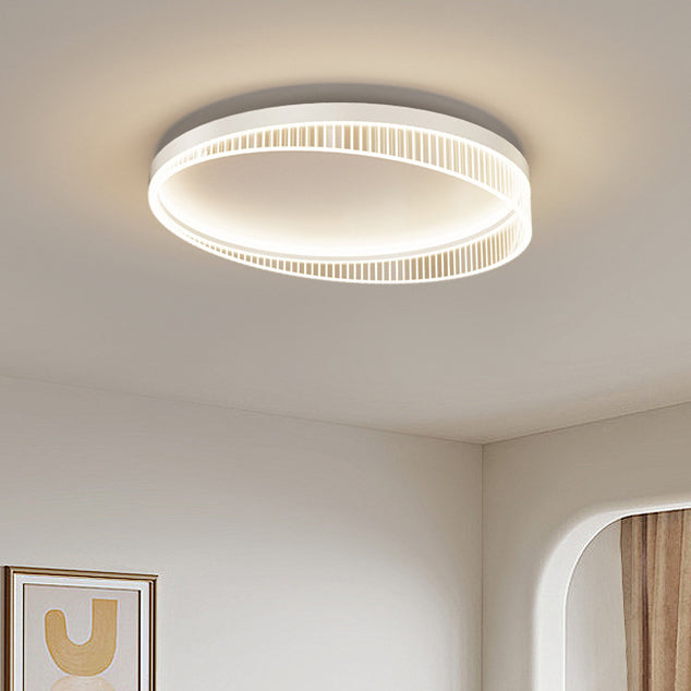 Modern Minimalist Round Iron Frame Acrylic Shade LED Flush Mount Ceiling Light For Bedroom