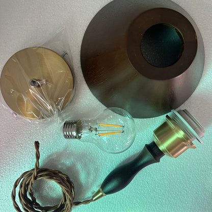 Contemporary Retro Round Cone Wood 1-Light Pendant Light For Living Room