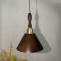Contemporary Retro Round Cone Wood 1-Light Pendant Light For Living Room