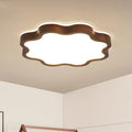 Contemporary Creative Cloud Shape Wood Grain Rubberwood Acrylic Shade LED Flush Mount Ceiling Light For Living Room