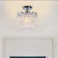 Modern Luxury Multi-layer Round Crystal Iron Frame 1-light Semi-flush Mount Ceiling Light for Living Room
