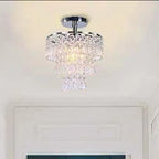 Modern Luxury Multi-layer Round Crystal Iron Frame 1-light Semi-flush Mount Ceiling Light for Living Room