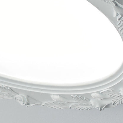 Traditional French Round Carved Flower Iron Resin Acrylic LED Flush Mount Ceiling Light for Bedroom