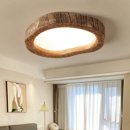 Contemporary Creative Love Wood Grain Resin Acrylic LED Flush Mount Ceiling Light for Bedroom