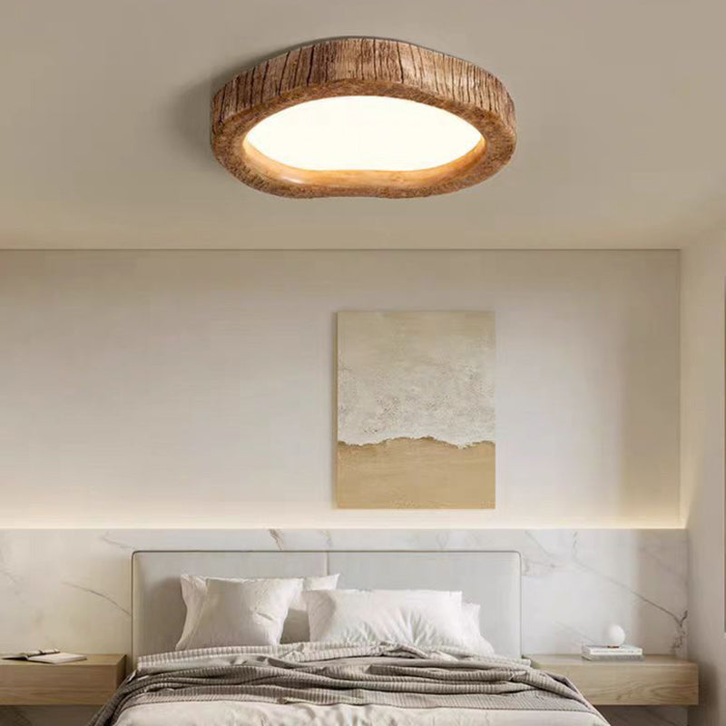 Contemporary Creative Love Wood Grain Resin Acrylic LED Flush Mount Ceiling Light for Bedroom