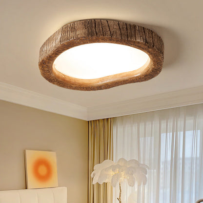 Contemporary Creative Love Wood Grain Resin Acrylic LED Flush Mount Ceiling Light for Bedroom