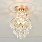 Traditional European Round Metal Frame Crystal Shade 1-Light Semi-Flush Mount Ceiling Light For Hallway