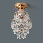 Traditional European Round Metal Frame Crystal Shade 1-Light Semi-Flush Mount Ceiling Light For Hallway