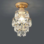 Traditional European Round Metal Frame Crystal Shade 1-Light Semi-Flush Mount Ceiling Light For Hallway