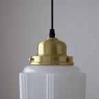 Traditional Vintage Round Cylinder Pagoda Shape Brass Glass 1-light Pendant Light for Living Room Lumendat
