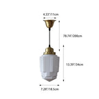 Traditional Vintage Round Cylinder Pagoda Shape Brass Glass 1-light Pendant Light for Living Room Lumendat
