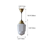 Traditional Vintage Round Cylinder Pagoda Shape Brass Glass 1-light Pendant Light for Living Room Lumendat