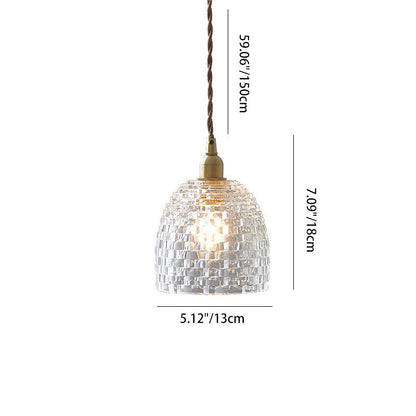 Contemporary Retro Round Square Cup Shape Iron Glass Shade 1-Light Pendant Light For Living Room