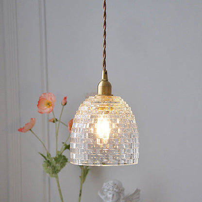 Contemporary Retro Round Square Cup Shape Iron Glass Shade 1-Light Pendant Light For Living Room