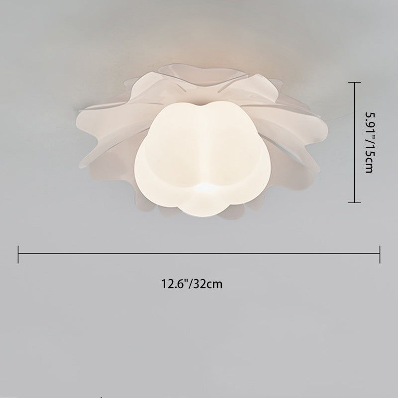Contemporary Creative Flower Pumpkin Shape Hardware Frame Acrylic Shade 1-Light Flush Mount Ceiling Light For Living Room
