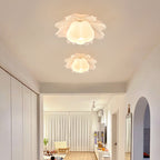 Contemporary Creative Flower Pumpkin Shape Hardware Frame Acrylic Shade 1-Light Flush Mount Ceiling Light For Living Room
