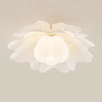Contemporary Creative Flower Pumpkin Shape Hardware Frame Acrylic Shade 1-Light Flush Mount Ceiling Light For Living Room