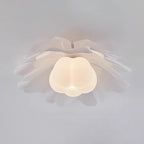 Contemporary Creative Flower Pumpkin Shape Hardware Frame Acrylic Shade 1-Light Flush Mount Ceiling Light For Living Room