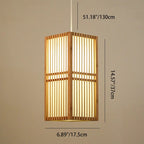 Traditional Japanese Rectangular Hand-woven Nan Bamboo 1-light Pendant Light for Living Room BulbSquare