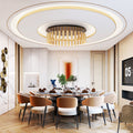 Modern Luxury Round Stainless Steel Frame Glass Shade 32-Light Flush Mount Ceiling Light For Dining Room