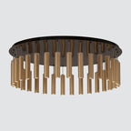 Modern Luxury Round Stainless Steel Frame Glass Shade 32-Light Flush Mount Ceiling Light For Dining Room