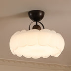 Modern Mid-Century Round Petal Shape Iron Frame Acrylic Shade LED Semi-Flush Mount Ceiling Light For Living Room