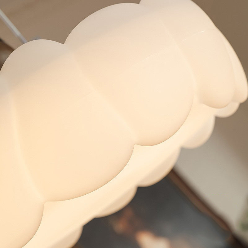 Modern Mid-Century Round Petal Shape Iron Frame Acrylic Shade LED Semi-Flush Mount Ceiling Light For Living Room