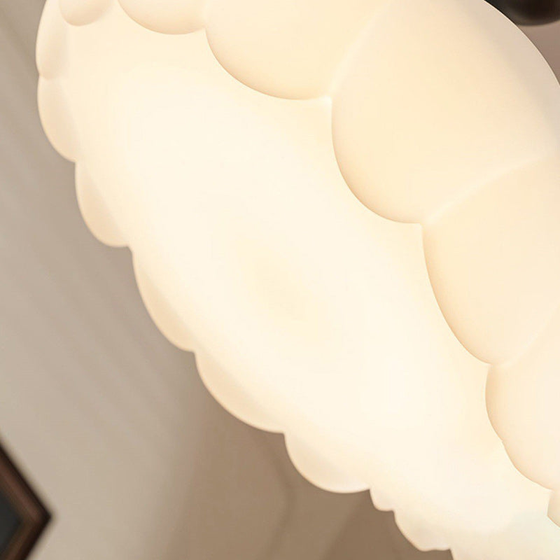Modern Mid-Century Round Petal Shape Iron Frame Acrylic Shade LED Semi-Flush Mount Ceiling Light For Living Room