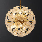Contemporary Luxury Round Flower Globe Iron Frame Glass Shade 8/10/16 Light Pendant Light For Living Room