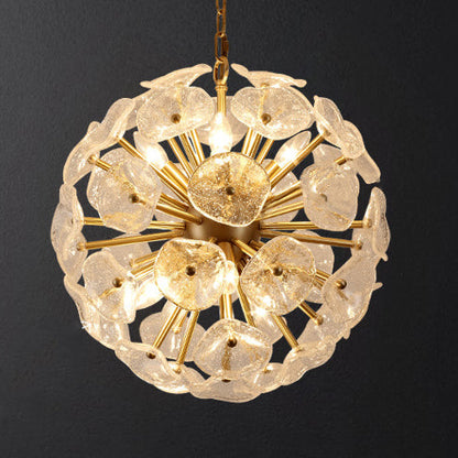 Contemporary Luxury Round Flower Globe Iron Frame Glass Shade 8/10/16 Light Pendant Light For Living Room