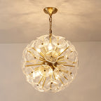Contemporary Luxury Round Flower Globe Iron Frame Glass Shade 8/10/16 Light Pendant Light For Living Room