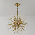 Contemporary Luxury Round Flower Globe Iron Frame Glass Shade 8/10/16 Light Pendant Light For Living Room