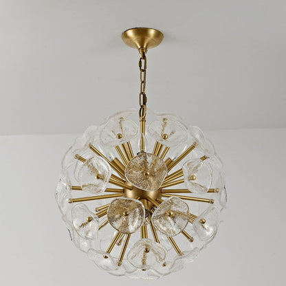 Contemporary Luxury Round Flower Globe Iron Frame Glass Shade 8/10/16 Light Pendant Light For Living Room
