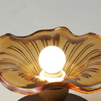 Modern Mid-Century Round Quadrilateral Lace Rubber Wood Iron Glass 1-Light Semi-Flush Mount Ceiling Light For Living Room