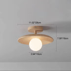 Contemporary Nordic Round Globe Wood Glass 1-light Semi-flush Mount Ceiling Light for Living Room