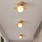 Contemporary Nordic Round Globe Wood Glass 1-light Semi-flush Mount Ceiling Light for Living Room