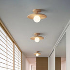 Contemporary Nordic Round Globe Wood Glass 1-light Semi-flush Mount Ceiling Light for Living Room