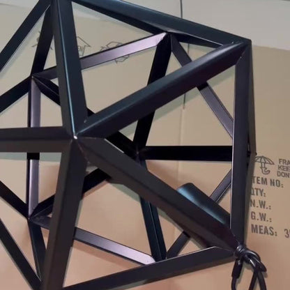 Contemporary Industrial Polygonal Diamond Iron Frame 1-Light Pendant Light For Living Room
