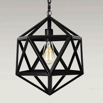 Contemporary Industrial Polygonal Diamond Iron Frame 1-Light Pendant Light For Living Room