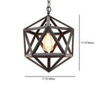 Contemporary Industrial Polygonal Diamond Iron Frame 1-Light Pendant Light For Living Room