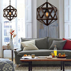 Contemporary Industrial Polygonal Diamond Iron Frame 1-Light Pendant Light For Living Room