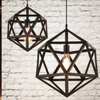 Contemporary Industrial Polygonal Diamond Iron Frame 1-Light Pendant Light For Living Room