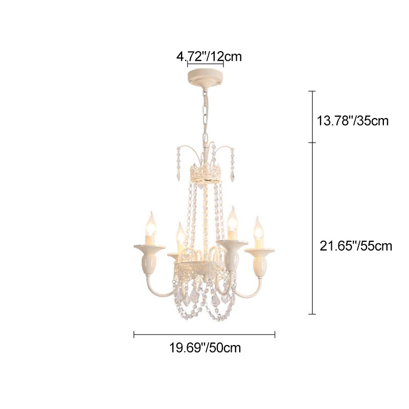 Traditional French Curved Rod Branch Candelabra Iron Frame Crystal 4/6/8 Light Chandelier for Living Room BulbSquare