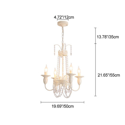 Traditional French Curved Rod Branch Candelabra Iron Frame Crystal 4/6/8 Light Chandelier for Living Room