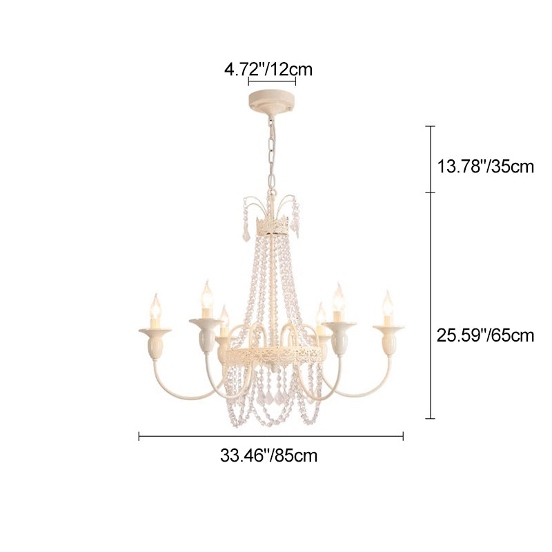 Traditional French Curved Rod Branch Candelabra Iron Frame Crystal 4/6/8 Light Chandelier for Living Room BulbSquare