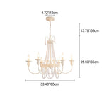Traditional French Curved Rod Branch Candelabra Iron Frame Crystal 4/6/8 Light Chandelier for Living Room BulbSquare