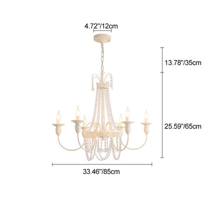 Traditional French Curved Rod Branch Candelabra Iron Frame Crystal 4/6/8 Light Chandelier for Living Room